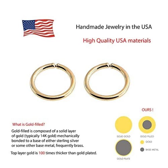 14K Gold Filled Multi Size Open Piercing Hoops Cartilage Helix Tragus Handmade - Picture 6 of 6